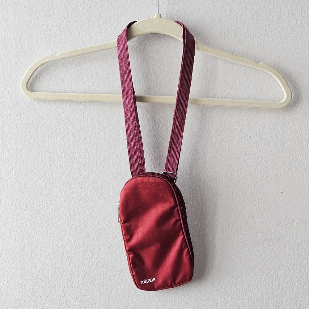 Micase Burgundy Crossbody Phone Bag Pouch – Small Travel Neck Wallet & Sling